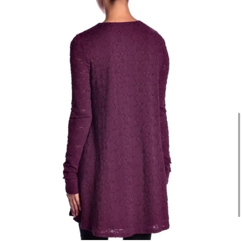 Show Me Your Mumu Tyler Tunic maroon wine purple lace overlay dress size Medium